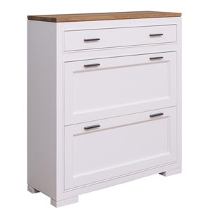 Pantofar Pure, lemn masiv, 100 x 35 x 110 cm, alb-maro