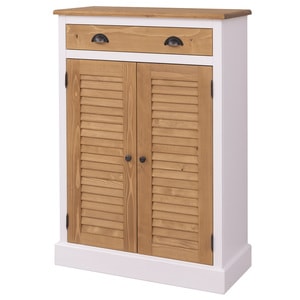 Comoda living Shutter, lemn masiv, 85 x 37 x 120 cm, maro deschis-alb