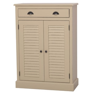 Comoda living Shutter, lemn masiv, 85 x 37 x 120 cm, crem antichizat