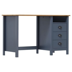 Birou Hill Range cu 3 sertare, gri, 120x50x74 cm, lemn de pin, sol-288997