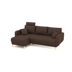 Coltar extensibil, reversibil LIDYA Brown de 3 locuri, 230 x 140 x 90 cm