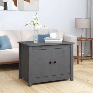 Masuta cafea VidaXL, lemn masiv, 71 x 49 x 55 cm, gri