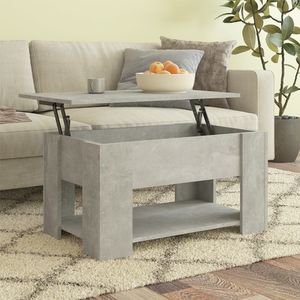 Masuta de cafea, gri beton, 79x49x41 cm, lemn prelucrat