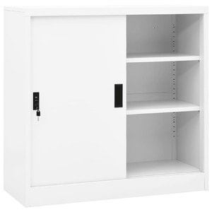 Dulap de birou cu usa glisanta, alb, 90x40x90 cm, otel