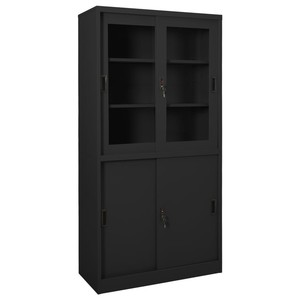 Dulap de birou cu usa glisanta, antracit, 90x40x180 cm, otel