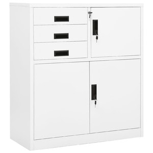 Dulap de birou, alb, 90x40x102 cm, otel