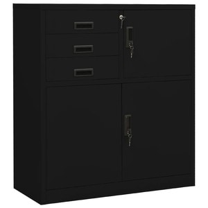 Dulap de birou, negru, 90x40x102 cm, otel