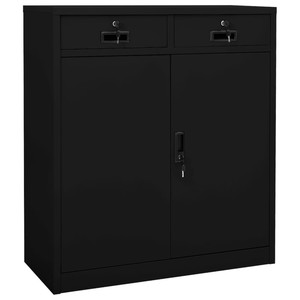 Dulap de birou, negru, 90x40x102 cm, otel