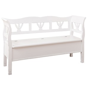 Banca mare, culoare alb antichizat P087++P004A, 2 straturi de culori antichizat, 100% lemn masiv