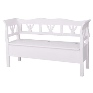 Banca mare, culoare alb P004, vopsit, 100% lemn masiv