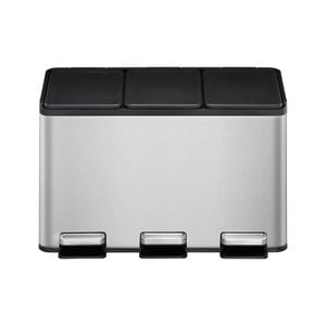 Cos de gunoi EKO, Essential, 822930, cu pedala tripla, 3 compartimente 3 X 10 L, deschidere/inchidere silentioasa a capacului, corp din otel inoxidabil, rezistent la amprente, inox