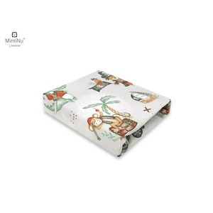 Cearceaf cu elastic MimiNu pentru patut 140X70 cm, Din bumbac certificat Oeko Tex Standard 100, Design, Pirates Natural