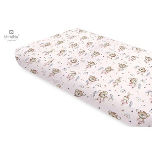 Cearceaf cu elastic MimiNu, Din bumbac certificat Oeko Tex Standard 100, Pentru pat 160x80 cm, Design, Little Ballerina Pink