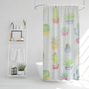 Perdea de dus model cu cactusi, 180 x 180 cm
