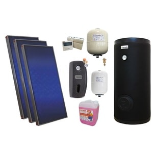Pachet solar, presurizat, 3x panou plan Sunsystem P SL FP 2.0, Boiler cu 2 serpentine Fornello SOL 200 LT 2S, controller, vas expansiune solar, vas expansiune sanitar, grup pompare Fornello, aerisitor 1/2, antigel