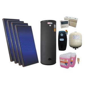Pachet sistem solar presurizat, 4 x panou Sunsystem P SL FP 2.0, Boiler 2 serpentine 300 litri, controller, vas expansiune, grup pompare, aerisitor 1/2, antigel