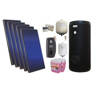 Pachet solar, presurizat, 5x panou plan Sunsystem P SL FP 2.0, Boiler cu 2 serpentine Fornello SOL 500 LT 2S, controller, vas expansiune solar, vas expansiune sanitar, grup pompare Fornello, aerisitor 1/2, antigel