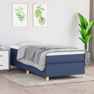 Pat box spring saltea, albastru, 100x200 cm, textil