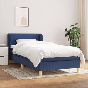 Pat box spring saltea, albastru, 100x200 cm, textil
