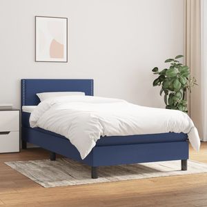 Pat box spring saltea, albastru, 100x200 cm, textil
