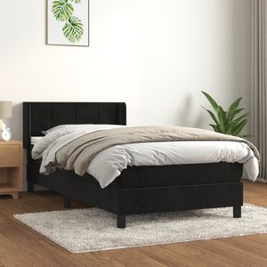 Pat box spring saltea, negru, 80x200 cm, catifea