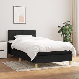 Pat box spring saltea, negru, 90x200 cm, textil