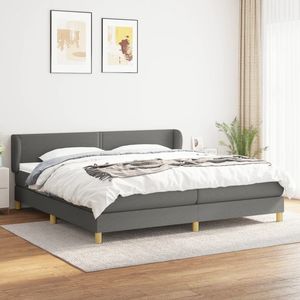 Pat box spring saltea, gri inchis, 200x200 cm, textil