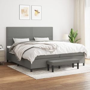 Pat box spring saltea, gri inchis, 200x200 cm, textil