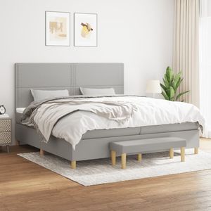 Pat box spring saltea, gri deschis, 200x200 cm, textil