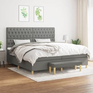 Pat box spring saltea, gri inchis, 200x200 cm, textil