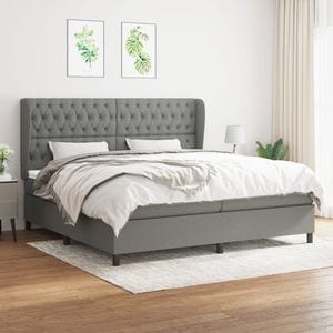 Pat box spring saltea, gri inchis, 200x200 cm, textil