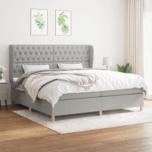 Pat box spring saltea, gri deschis, 200x200 cm, textil
