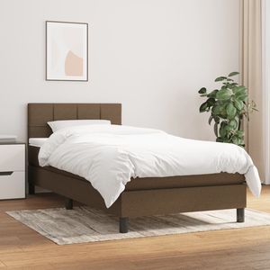 Pat box spring saltea, maro inchis, 90x200 cm, textil