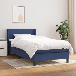 Pat box spring saltea, albastru, 100x200 cm, textil