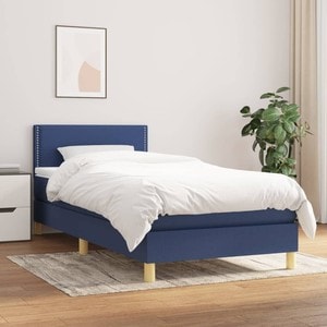Pat box spring saltea, albastru, 100x200 cm, textil