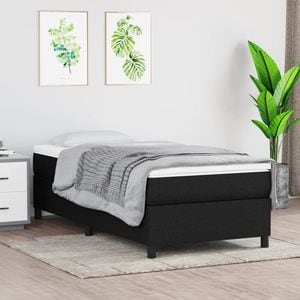 Pat box spring cu saltea, 90 x 200 cm, textil, negru