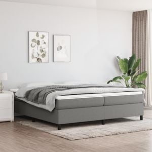 Pat box spring cu saltea, 200 x 200 cm, textil, gri inchis