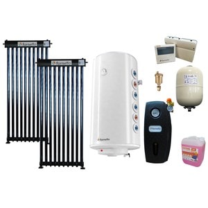 Pachet sistem solar presurizat, panou Fornello 20 Tuburi Heat Pipe, Boiler cu 2 serpentine Fornello Optima GCV7/4S 120 l, controller, vas expansiune, grup pompare, aerisitor 1/2, antigel