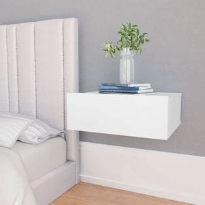 Noptiere suspendate, 2 buc., alb, 40x30x15 cm, PAL