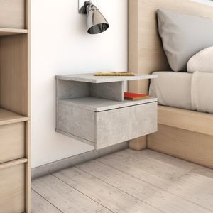 Noptiere suspendate, 2 buc., gri beton, 40x31x27 cm, PAL