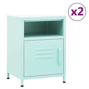 Noptiere, 2 buc., verde menta, 35x35x51 cm, otel