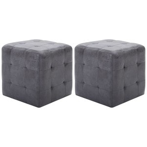 Noptiere, 2 buc., gri, 30x30x30 cm, piele intoarsa ecologica