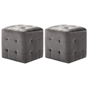 Noptiere, 2 buc., gri, 30 x 30 x 30 cm, tesatura din catifea