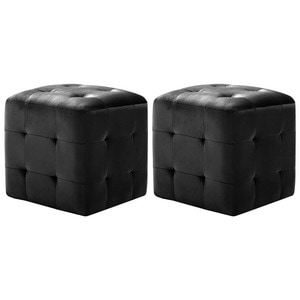 Noptiere, 2 buc., negru, 30 x 30 x 30 cm, tesatura din catifea