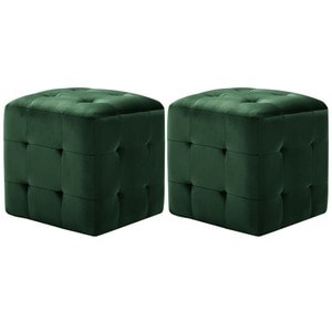 Noptiere, 2 buc., verde, 30 x 30 x 30 cm, tesatura catifea