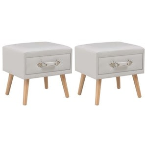 Noptiere, 2 buc., alb, 40 x 35 x 40 cm, piele ecologica