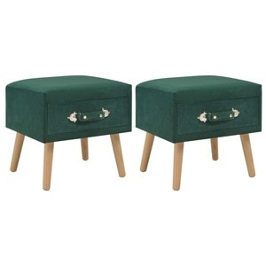 Noptiere, 2 buc., verde, 40 x 35 x 40 cm, catifea