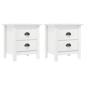 Noptiera Hill Range, 2 buc., alb, 46x35x49,5 cm, lemn masiv pin