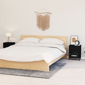 Noptiere, 2 buc., negru, 40x30x54,5 cm, otel si sticla