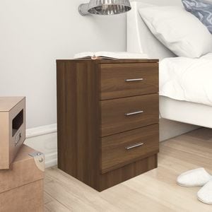 Noptiere, 2 buc., stejar maro, 38x35x56 cm, lemn prelucrat